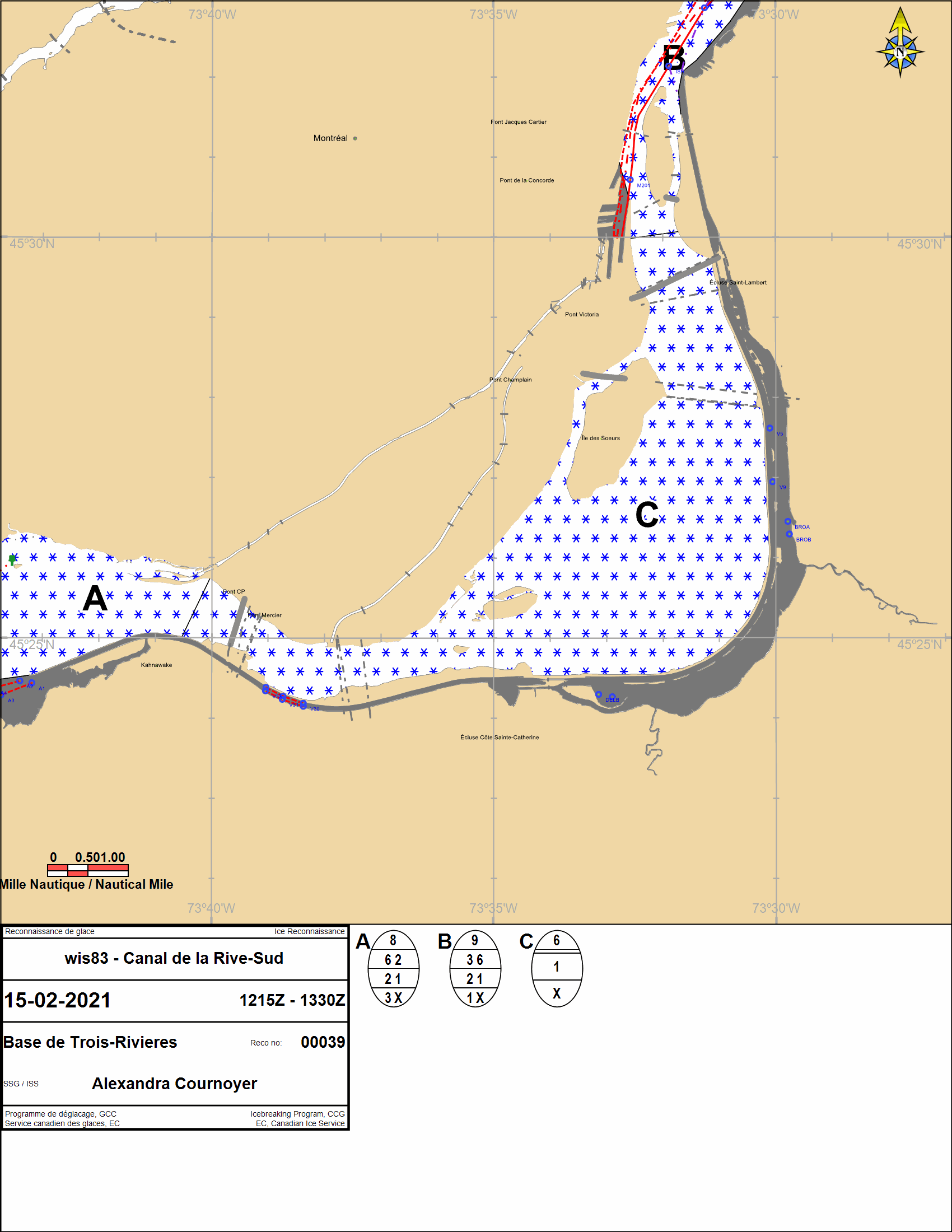 Ice Chart Beauharnois to Contrecoeur