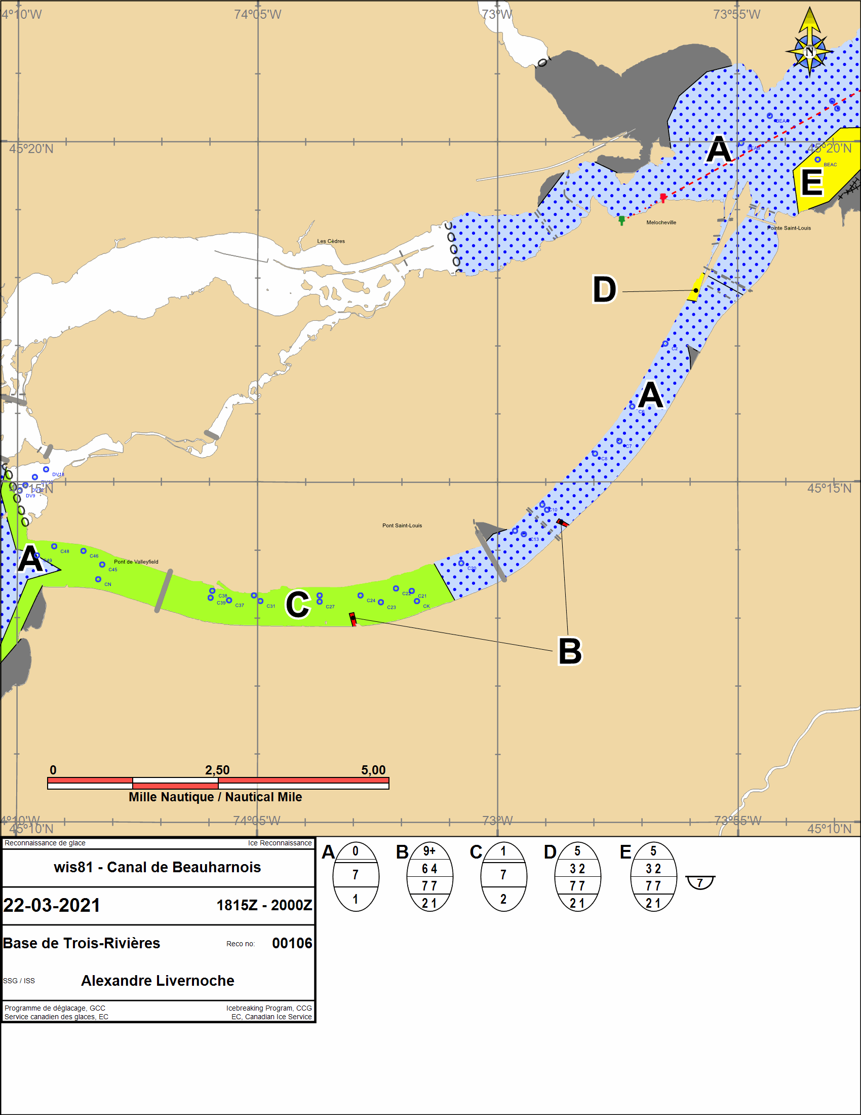 Ice Chart Beauharnois to Contrecoeur