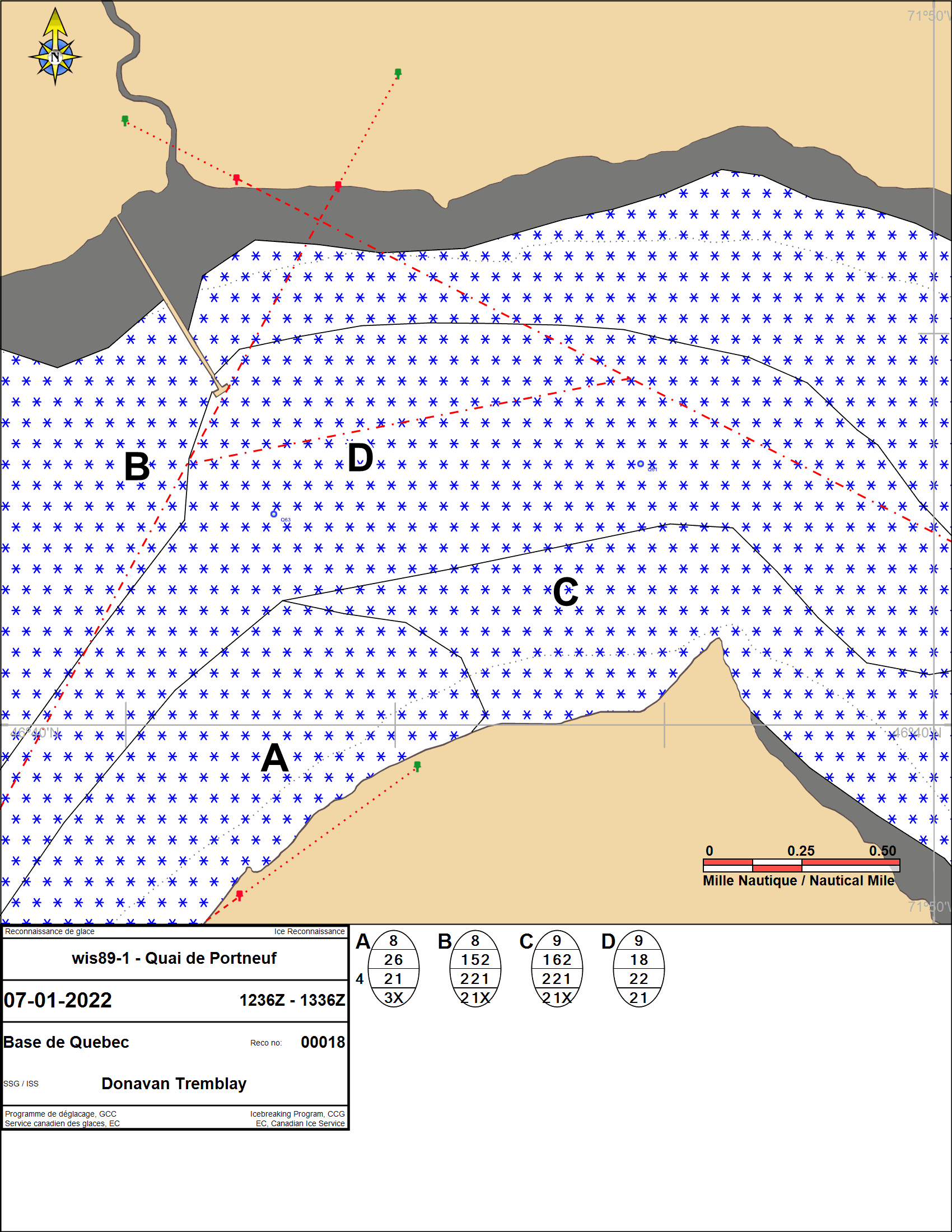 Carte des glaces Grondines à Cacouna