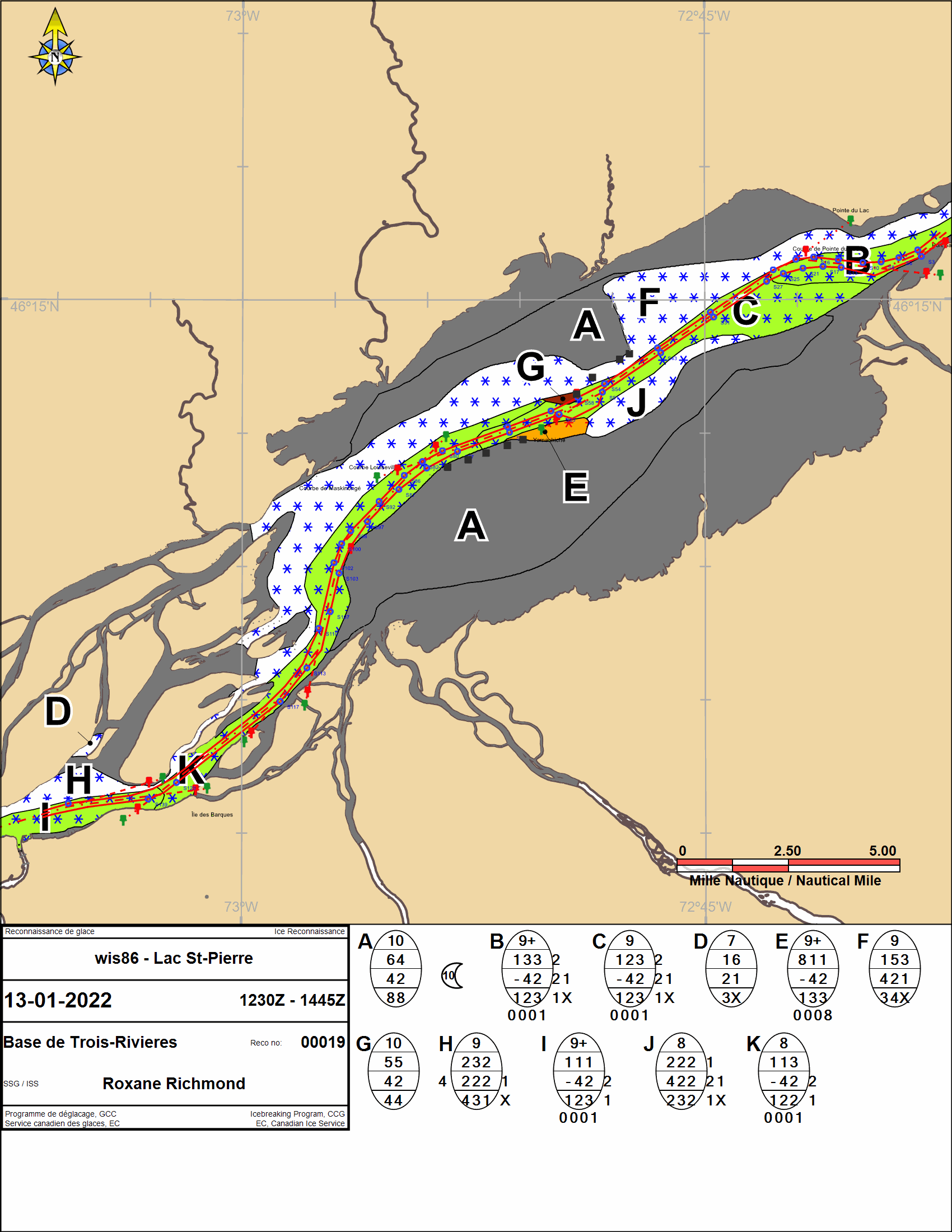 Ice Chart Contrecoeur to Grondines
