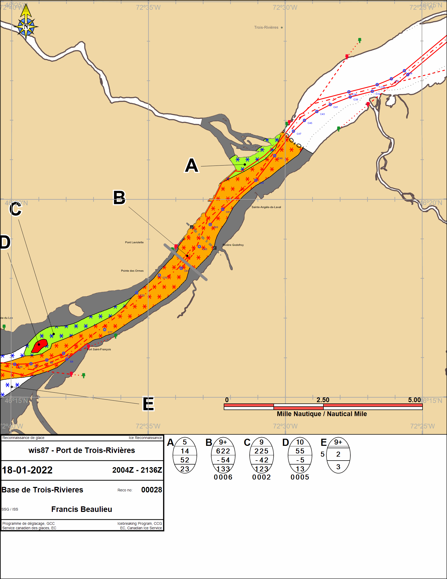 Ice Chart Contrecoeur to Grondines