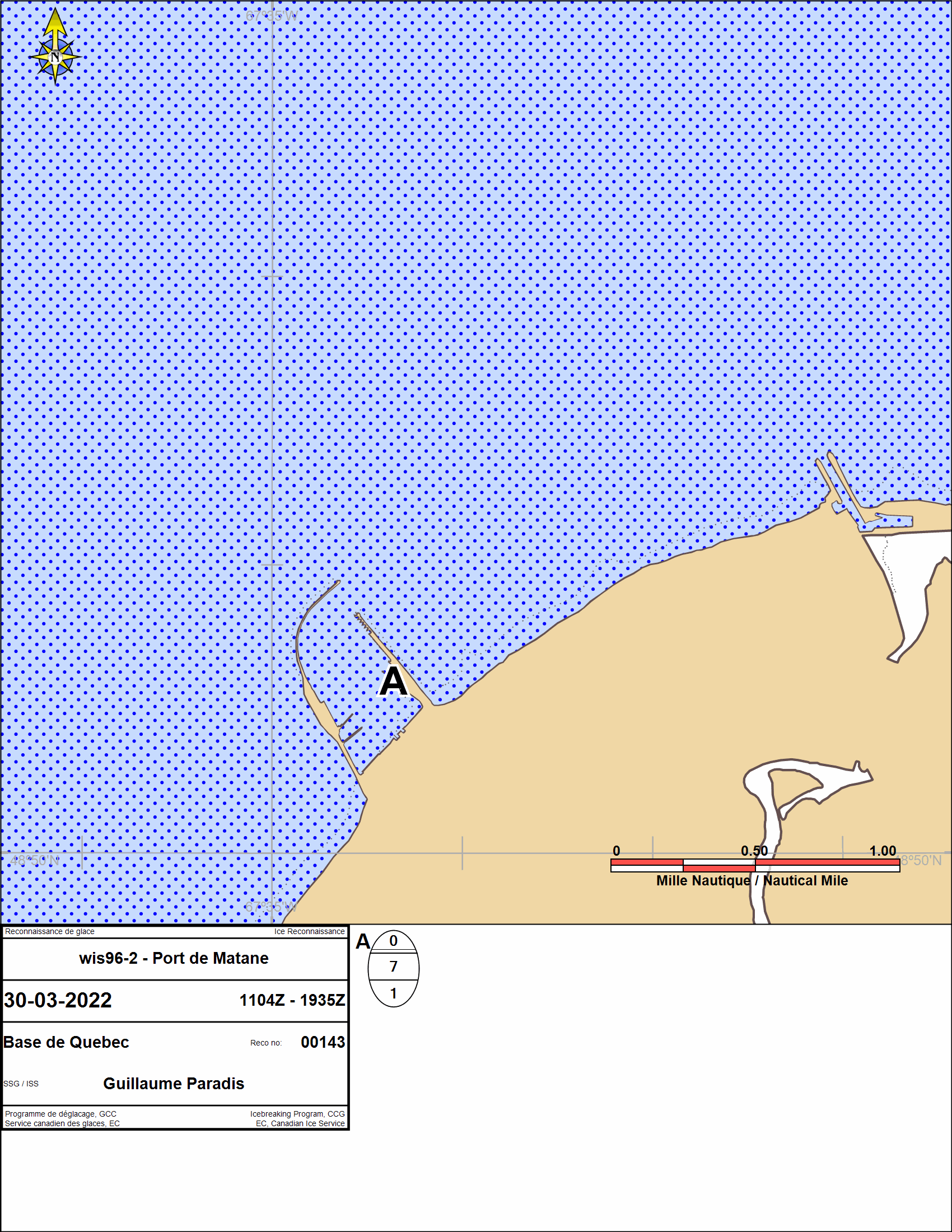 Carte des glaces Cacouna à Sept-Iles